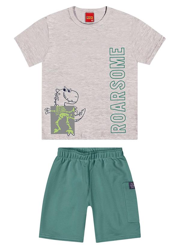 Kyly - Conjunto Infantil Menino Dinossauro Cinza