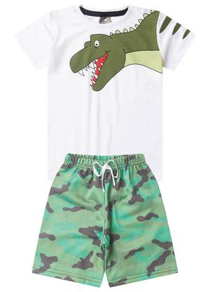 Conjunto Infantil Menino Dinossauro Kangulu Branco
