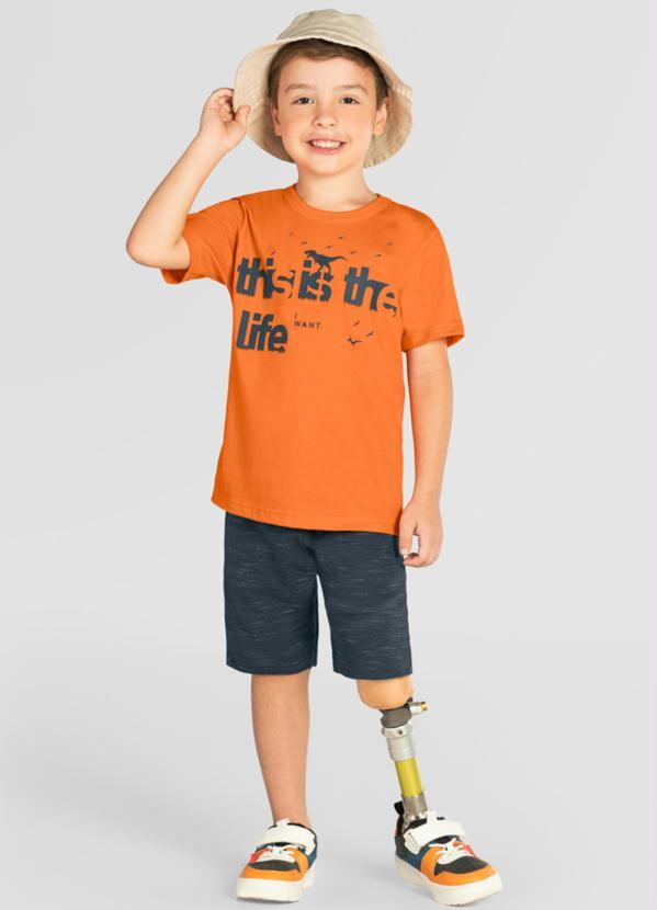 Brandili - Conjunto Infantil Menino Dinossauro Laranja