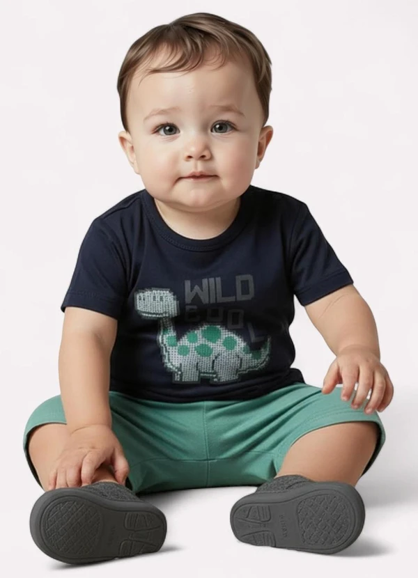 Kyly - Conjunto Infantil Menino Dinossauro Preto