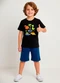 Kyly - Conjunto Infantil Menino Dinossauro Azul - variação: Preto