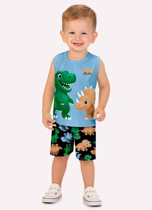 Kyly - Conjunto Infantil Menino Dinossauros Azul - KYLY