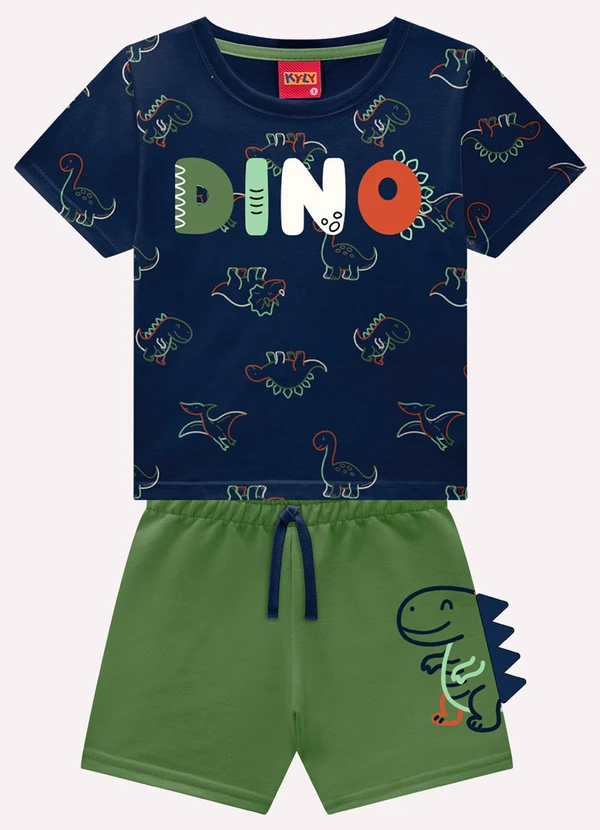 Kyly - Conjunto Infantil Menino Dinossauros Azul