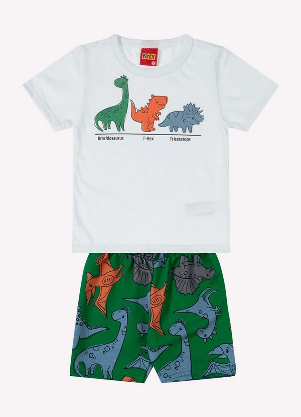 Kyly - Conjunto Infantil Menino Dinossauros Branco