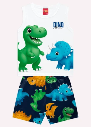 Kyly - Conjunto Infantil Menino Dinossauros Branco - KYLY