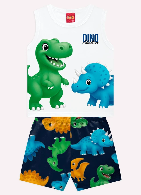 Kyly - Conjunto Infantil Menino Dinossauros Branco