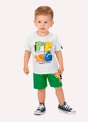 Kyly - Conjunto Infantil Menino Dinossauros Cinza - KYLY