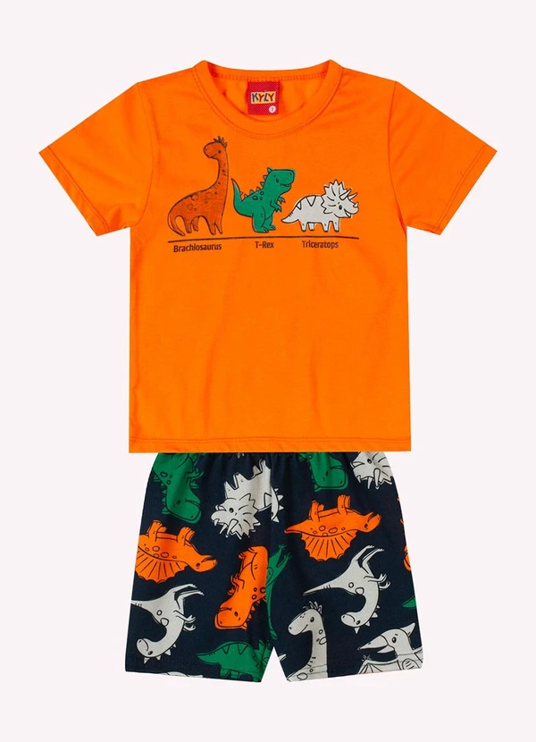 Kyly - Conjunto Infantil Menino Dinossauros Laranja