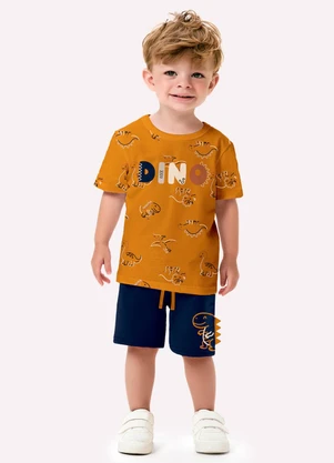 Kyly - Conjunto Infantil Menino Dinossauros Marrom - KYLY