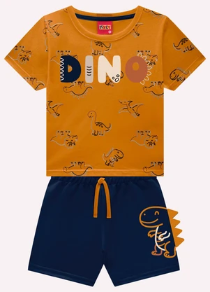 Kyly - Conjunto Infantil Menino Dinossauros Marrom - KYLY