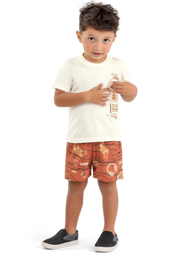 Elian - Conjunto Infantil Menino Divertido Elian Bege