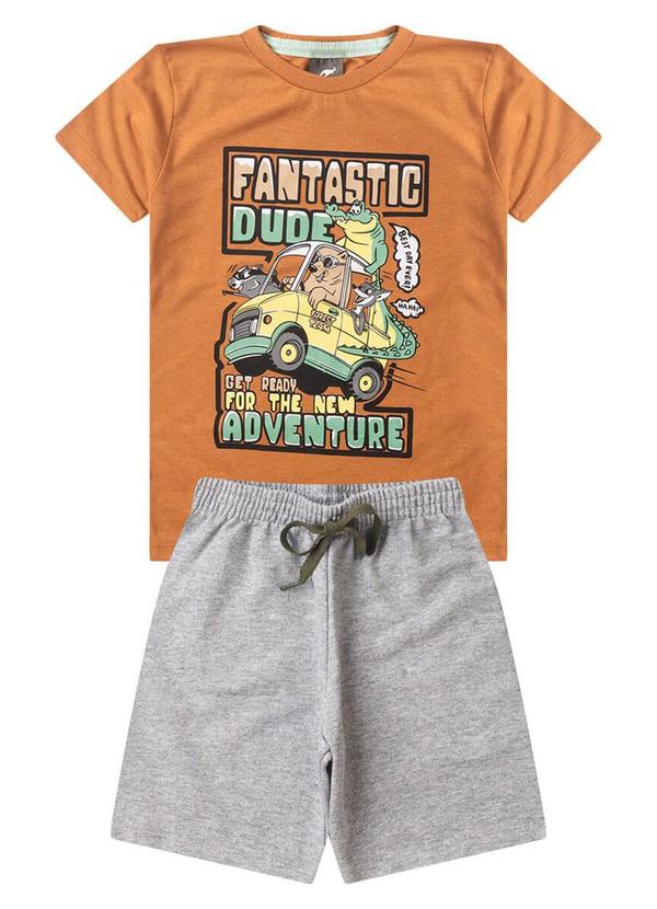 Rosa Azul - Conjunto Infantil Menino Dude Kangulu Marrom