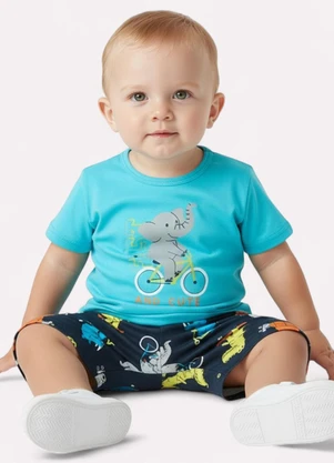 Kyly - Conjunto Infantil Menino Elefante Azul - KYLY
