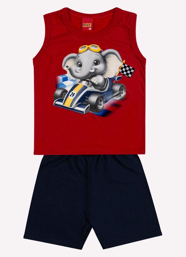 Kyly - Conjunto Infantil Menino Elefante Vermelho