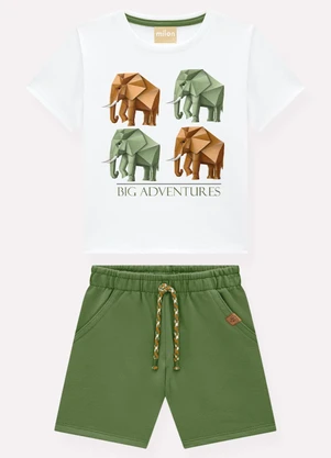 Milon - Conjunto Infantil Menino Elefantes Branco - MILON