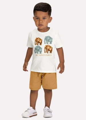 Milon - Conjunto Infantil Menino Elefantes Branco - MILON
