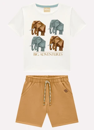Milon - Conjunto Infantil Menino Elefantes Branco - MILON