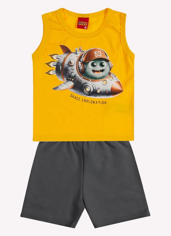 Kyly - Conjunto Infantil Menino em Algodão Amarelo