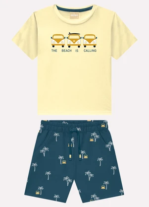 Milon - Conjunto Infantil Menino em Algodão Amarelo - MILON