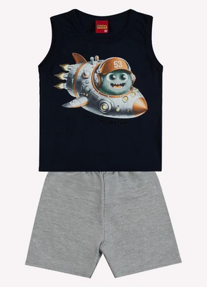 Kyly - Conjunto Infantil Menino em Algodão Azul Marinho - KYLY