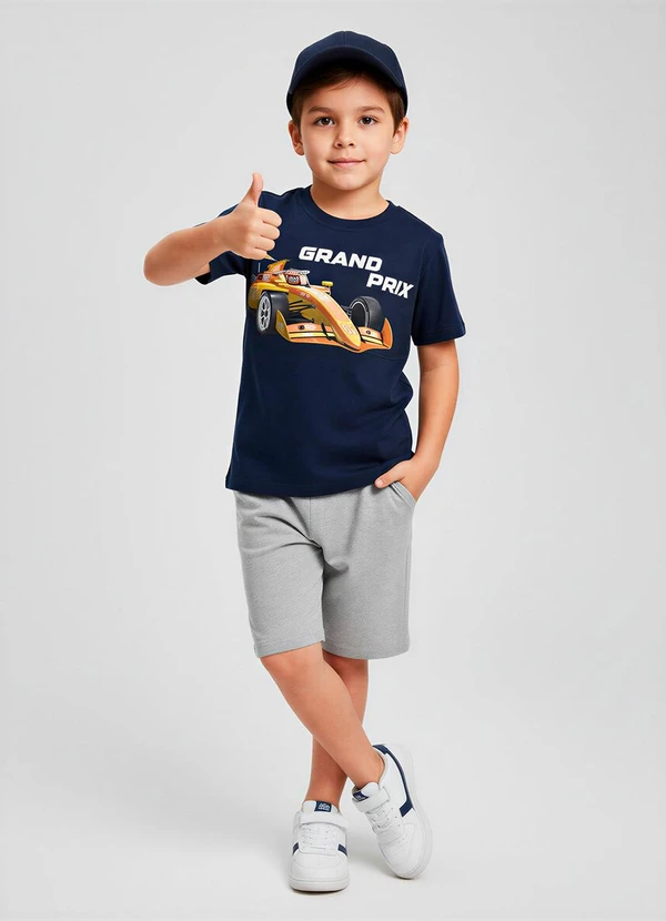 Kyly - Conjunto Infantil Menino em Algodão Azul Marinho 2