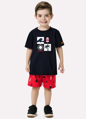 Kyly - Conjunto Infantil Menino em Algodão Azul Marinho - KYLY