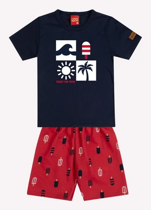 Kyly - Conjunto Infantil Menino em Algodão Azul Marinho - KYLY
