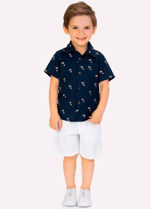 Milon - Conjunto Infantil Menino em Algodão Azul Marinho - MILON