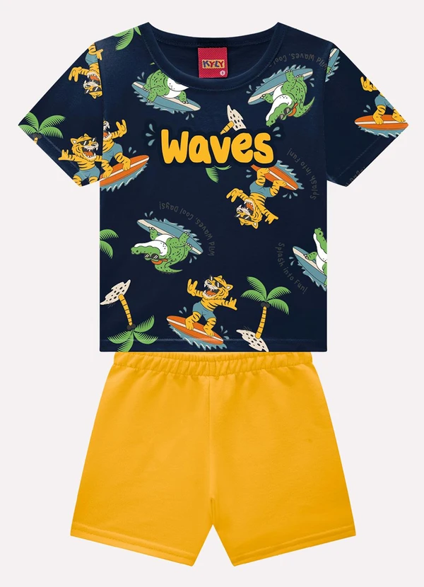 Kyly - Conjunto Infantil Menino em Algodão Azul Marinho