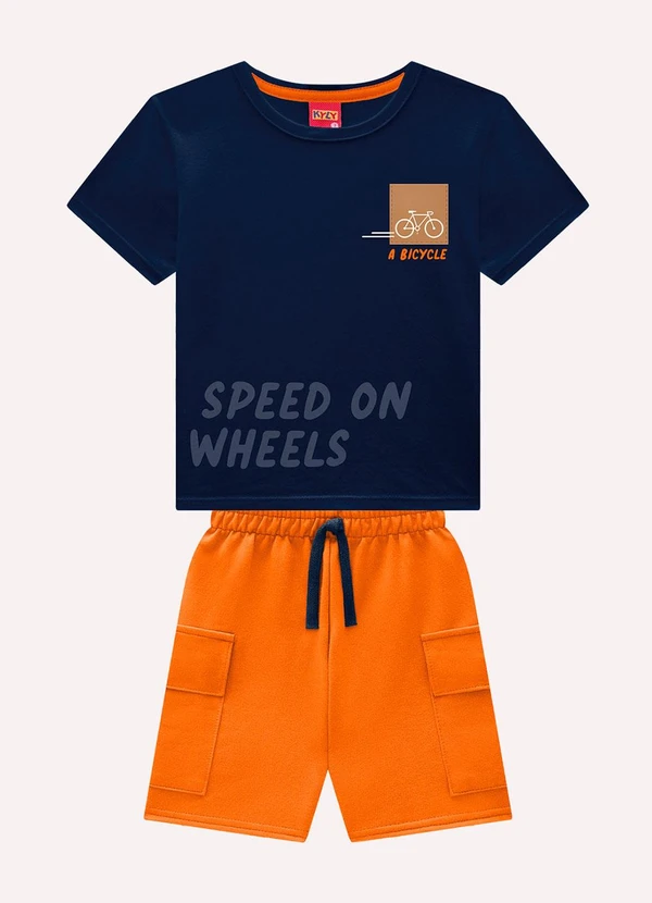 Kyly - Conjunto Infantil Menino em Algodão Azul Marinho