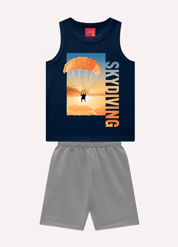 Kyly - Conjunto Infantil Menino em Algodão Azul Marinho 1