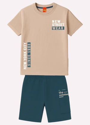 Kyly - Conjunto Infantil Menino em Algodão Bege - KYLY