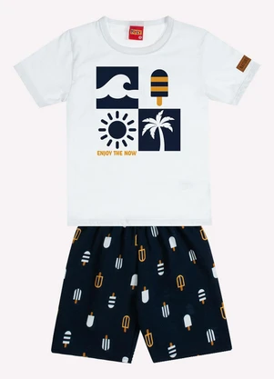 Kyly - Conjunto Infantil Menino em Algodão Branco - KYLY