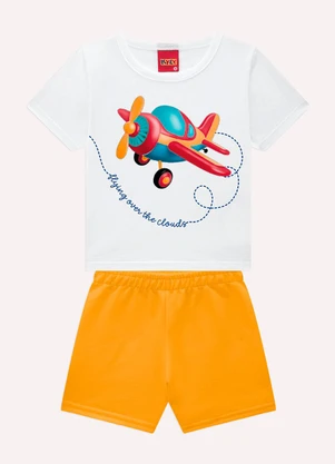 Kyly - Conjunto Infantil Menino em Algodão Branco - KYLY