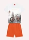 Kyly - Conjunto Infantil Menino em Algodão Laranja - variação: Branco