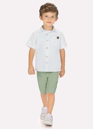 Milon - Conjunto Infantil Menino em Algodão Branco - MILON