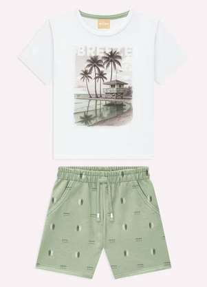 Milon - Conjunto Infantil Menino em Algodão Branco - MILON