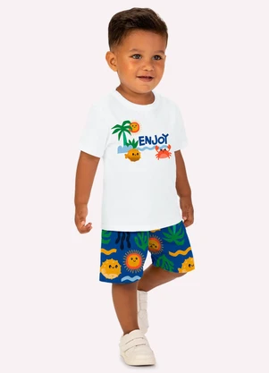 Kyly - Conjunto Infantil Menino em Algodão Branco - KYLY