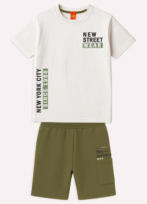 Kyly - Conjunto Infantil Menino em Algodão Branco - KYLY
