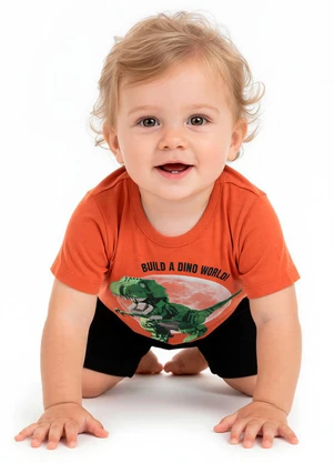 Kyly - Conjunto Infantil Menino em Algodão Laranja - KYLY