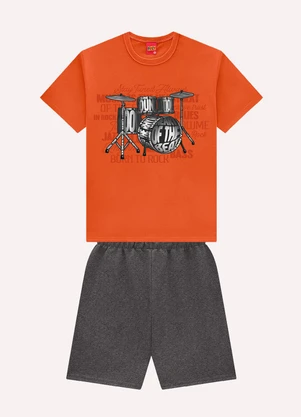 Kyly - Conjunto Infantil Menino em Algodão Laranja - KYLY