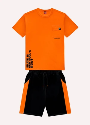 Kyly - Conjunto Infantil Menino em Algodão Laranja - KYLY