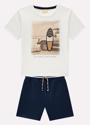 Milon - Conjunto Infantil Menino em Algodão Off White - MILON