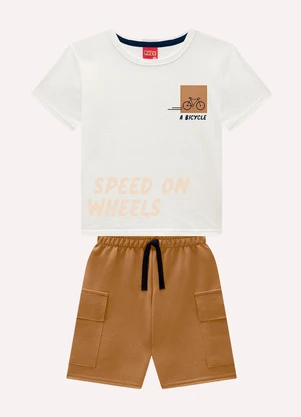 Kyly - Conjunto Infantil Menino em Algodão Off White - KYLY