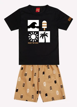 Kyly - Conjunto Infantil Menino em Algodão Preto - KYLY