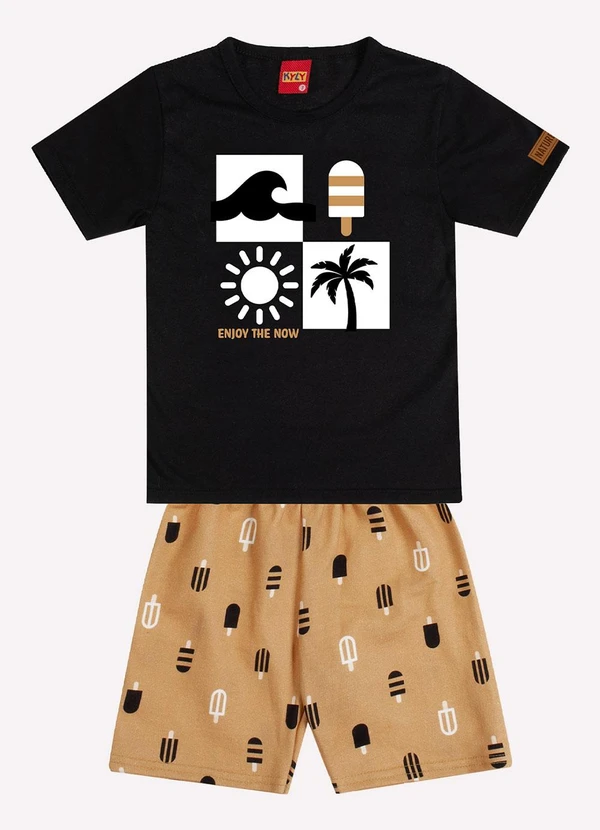 Kyly - Conjunto Infantil Menino em Algodão Preto