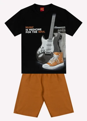 Kyly - Conjunto Infantil Menino em Algodão Preto - KYLY