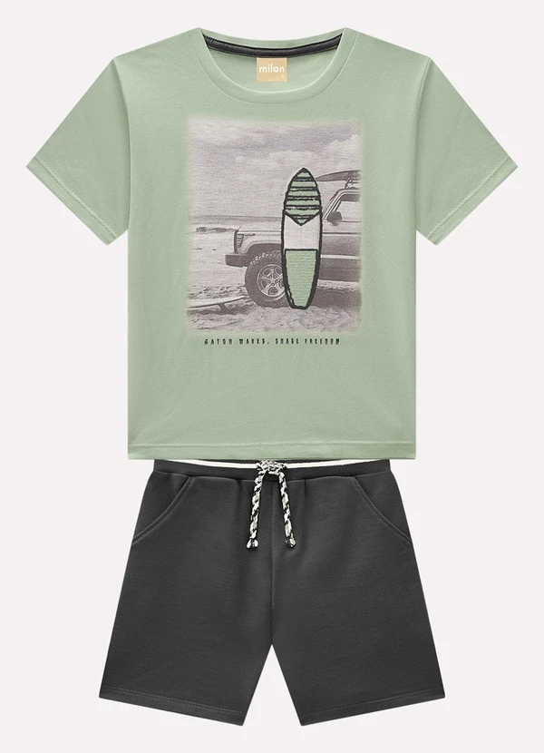 Milon - Conjunto Infantil Menino em Algodão Verde 2