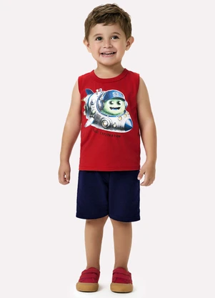 Kyly - Conjunto Infantil Menino em Algodão Vermelho - KYLY