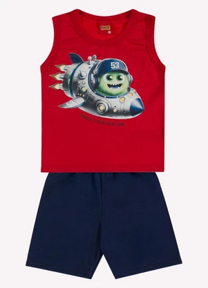 Kyly - Conjunto Infantil Menino em Algodão Vermelho - KYLY